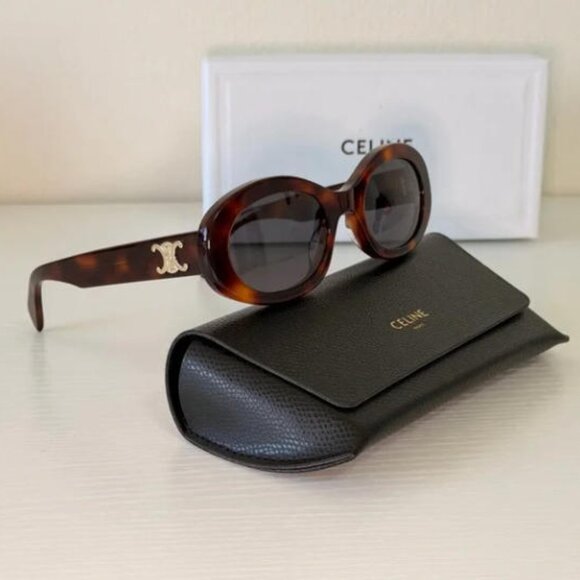 Celine Women CL40194U Triomphe Oval Sunglasses Brown Frame / Gray Lens - Picture 3 of 10